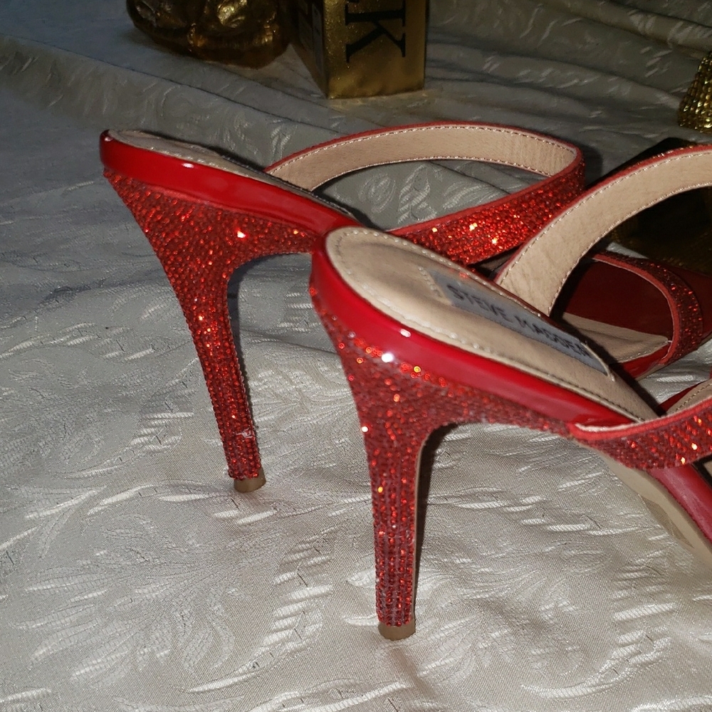 Steve Madden Red Strappy Heels - Picture 3 of 5
